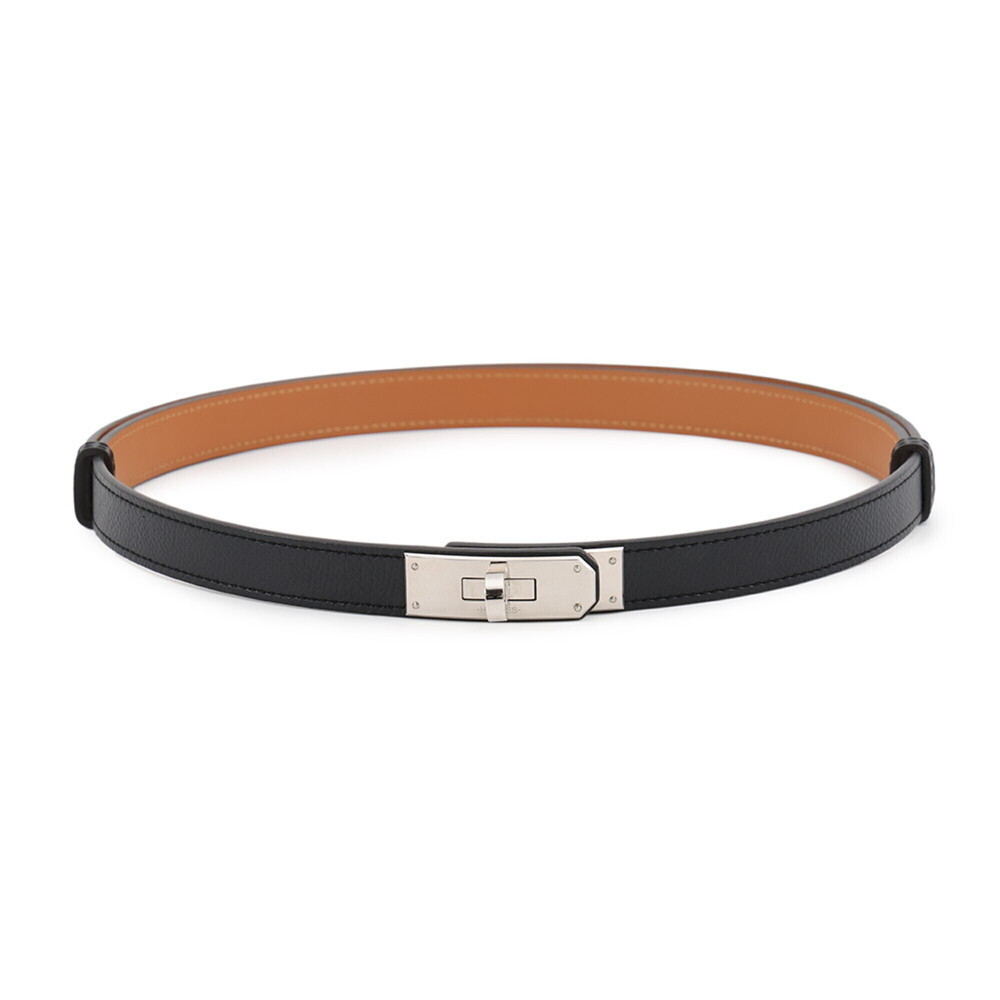 Hermes Kelly Belt 18 Black Epsom Leather U Stamp HERMES Women's